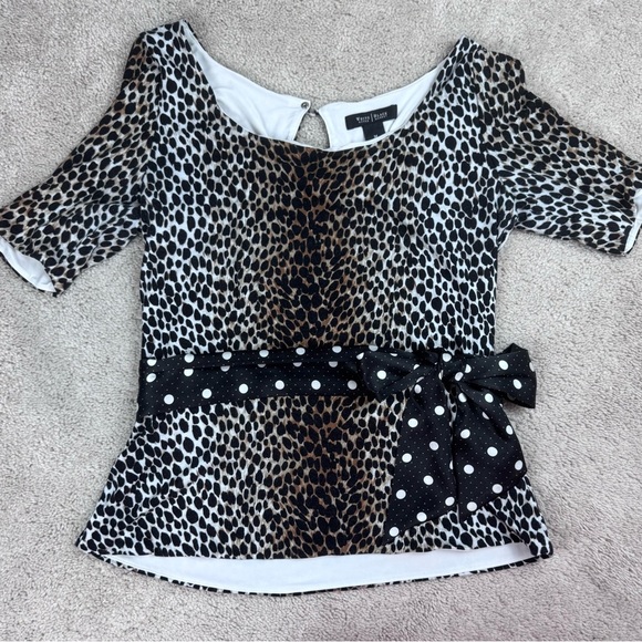 White House Black Market Tops - WHBM White House Black Market Knit‎ Peplum Top Blouse Size Medium